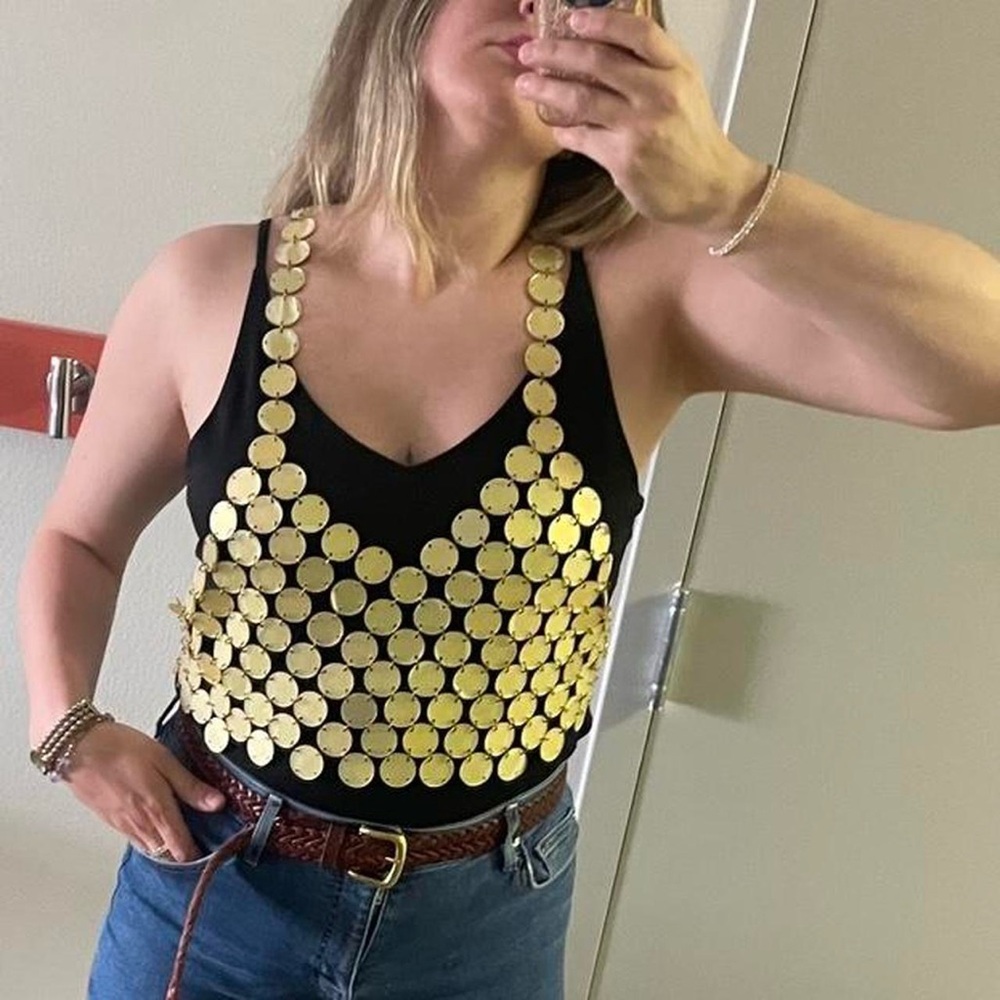 Gold Mirror Sequins Body Jewelry
Accessories Bohemian-Sparkly Chainlink Crop Top
